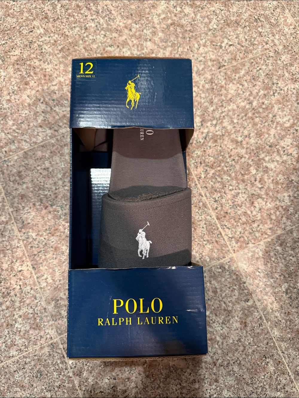 Polo by Ralph Lauren Gray Slide Sandals with White Polo Logo